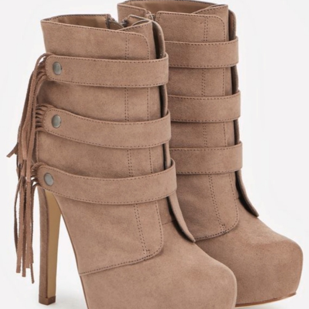 Just fab black suede ankle boots with tassle